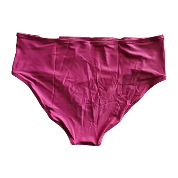 J. CREW Plus 2X Bikini Bottom Radiant Fuchsia High Waist & Leg Medium Cover NEW - Picture 2 of 5
